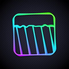 Glowing neon line Ground icon isolated on black background. Vector