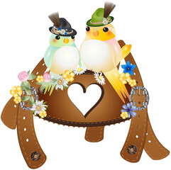 witziges Trachten Motiv - Vögel mit Trachten Hut