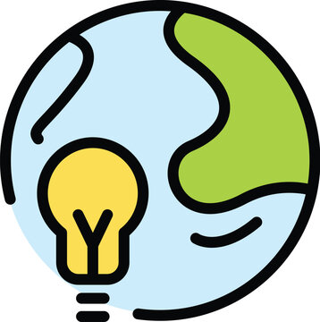 recommend clip art: Global course icon outline vector. Online education. Student webinar color flat