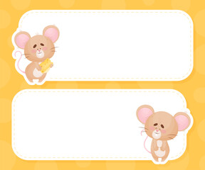 Note and Reminder Card with Cute Little Mouse Vector Template