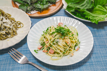 青じそとベーコンのペペロンチーノ