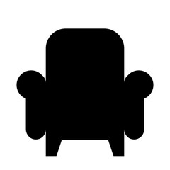 家具、ソファーを表す塗りつぶしスタイルのアイコン