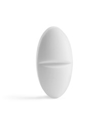 One pill on white background. Medicinal treatment