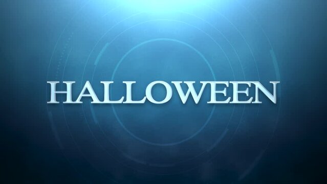 Halloween with rings shapes and fog on blue dark space, motion holidays, horror and Halloween style background