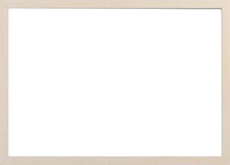 Wooden frame with blank white background. Mockup for design