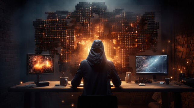 Hacker attack. Generative AI