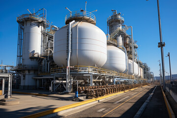 Obraz premium Natural gas storage tanks, gas transport system, AI Generated