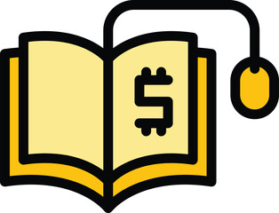 Electronic book icon outline vector. Computer ebook. Digital learn color flat