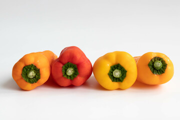 Colorful bell pepper on a white background. Close up.