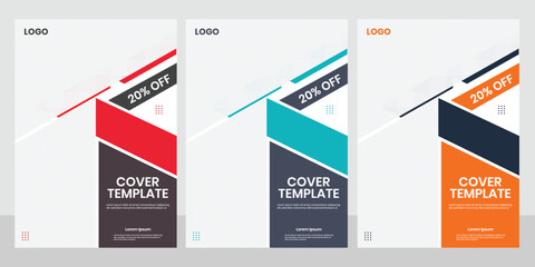 Best font cover page annual report layout, geometric shape portfolio proposal a4 template, modern business report book publication brochure