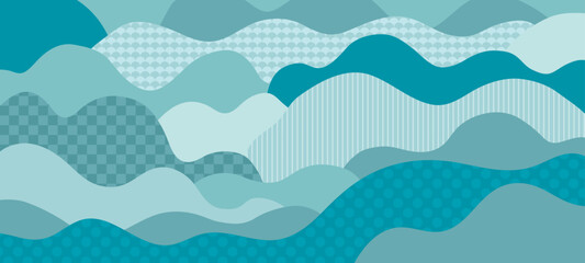 Fototapeta na wymiar sea waves pattern. abstract wave background. Blue water wave line deep sea pattern background banner vector illustration.