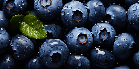 Fresh blueberries banner. Blueberry background. Close-up food photography