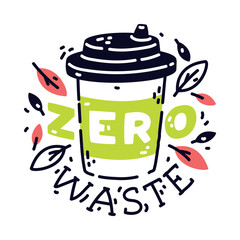 Eco Friendly Badge and Ecology Emblem with Cup Vector Illustration