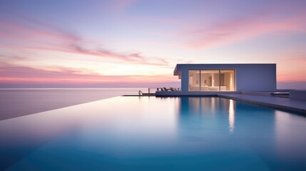 Modern villa with infinity pool. Generative AI