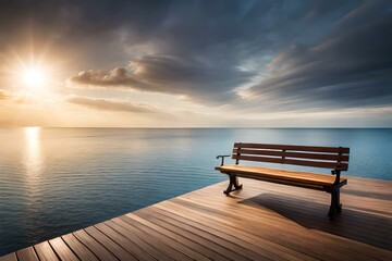 Fototapeta na wymiar bench at sunset