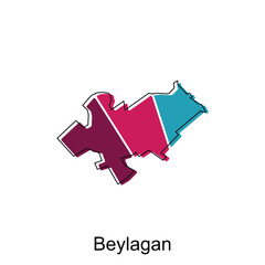map of Beylagan vector design template, national borders and important cities illustration on white background