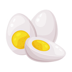 Boiled Egg Half with White and Yellow Yolk Vector Illustration
