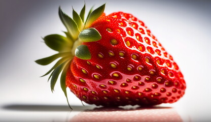 Close-up of juicy strawberries on a light background.Generative AI