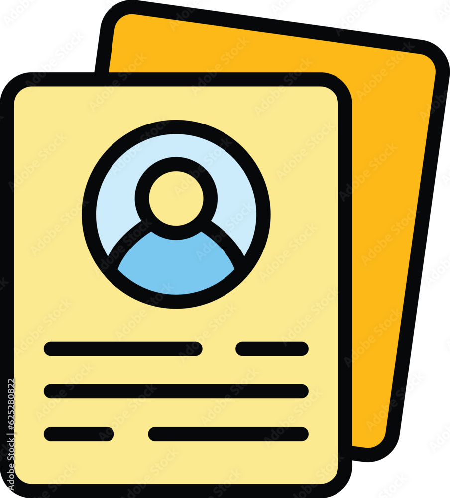 Poster customer data icon outline vector. client profile. account information color flat