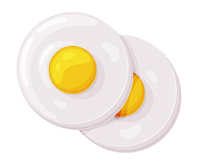 Fried Egg as Cooked Dish with White and Yellow Yolk Vector Illustration