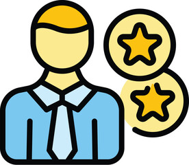 Customer review icon outline vector. Online feedback. Star opinion color flat