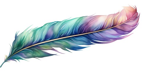 AI Generated. AI Generative. Single abstract drawing painting feather vibrant colors. Fly nature elegance concept. Graphic Art