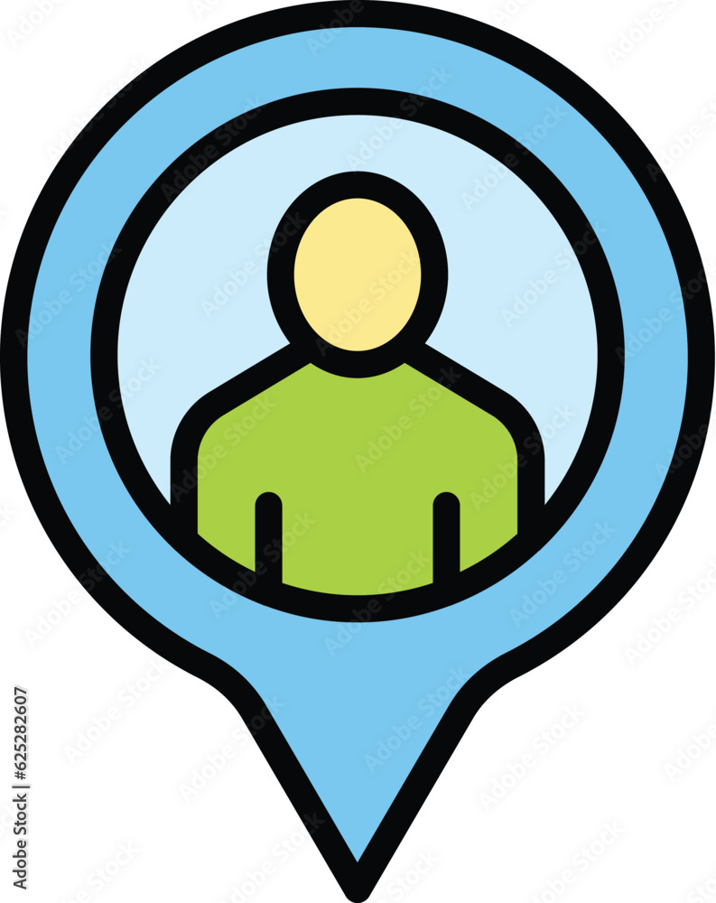 Aufkleber client location icon outline vector. customer target. strategy behavior color flat