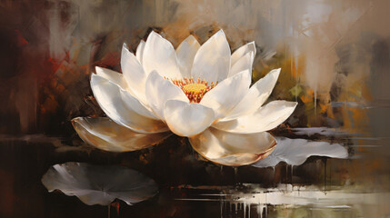 A beautiful white water lily floating serenely in a calm pond Generative Ai