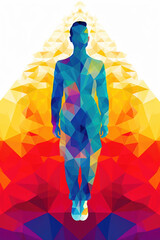 Rainbow-Colored Gay Male Figures in Geometric Design. Generative AI