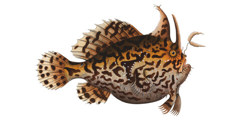 Deep Sea Vintage Fish Botanical Illustration Fauna And Flora Underwater Ocean Animal