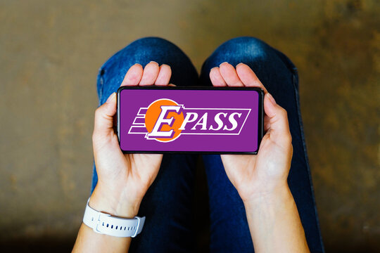 July 19, 2023, Brazil. In this photo illustration, the E-PASS logo seen displayed on a smartphone.