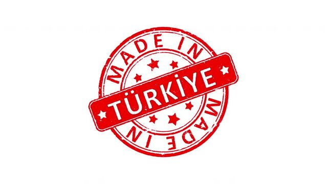 3 different Made In TURKEY (Türkiye in Turkish) rubber stamp animated video over white background. Green screen versions are also available for chroma key. 4k, business, cargo, shipment, trade concept