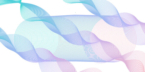Abstract blue and purple lines on white background.Wave of the many colored lines.