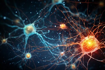 neurons and synapse like structures depicting brain chemistry