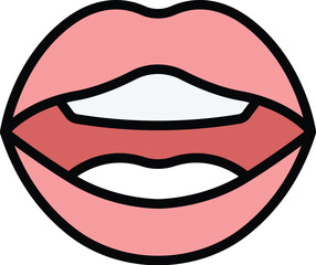 Tongue articulation icon outline vector. Mouth pronunciation. Language speech color flat