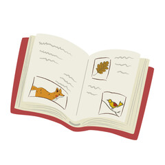 Open book with Animal illustrations, Hand drawn, Vintage cartoon style, get Knowledge, it s time for School.