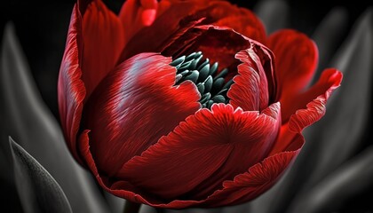 red tulip on black illustration