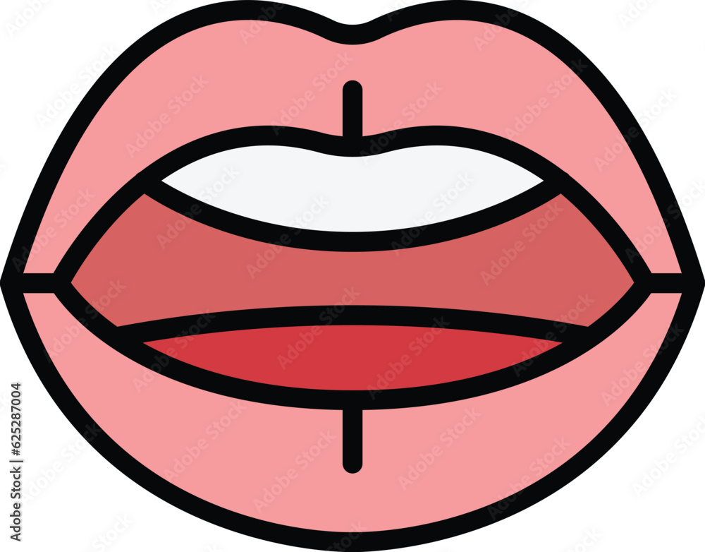 Poster mouth sync icon outline vector. alphabet expression. lip animation color flat