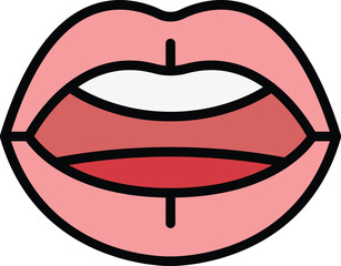 Mouth sync icon outline vector. Alphabet expression. Lip animation color flat