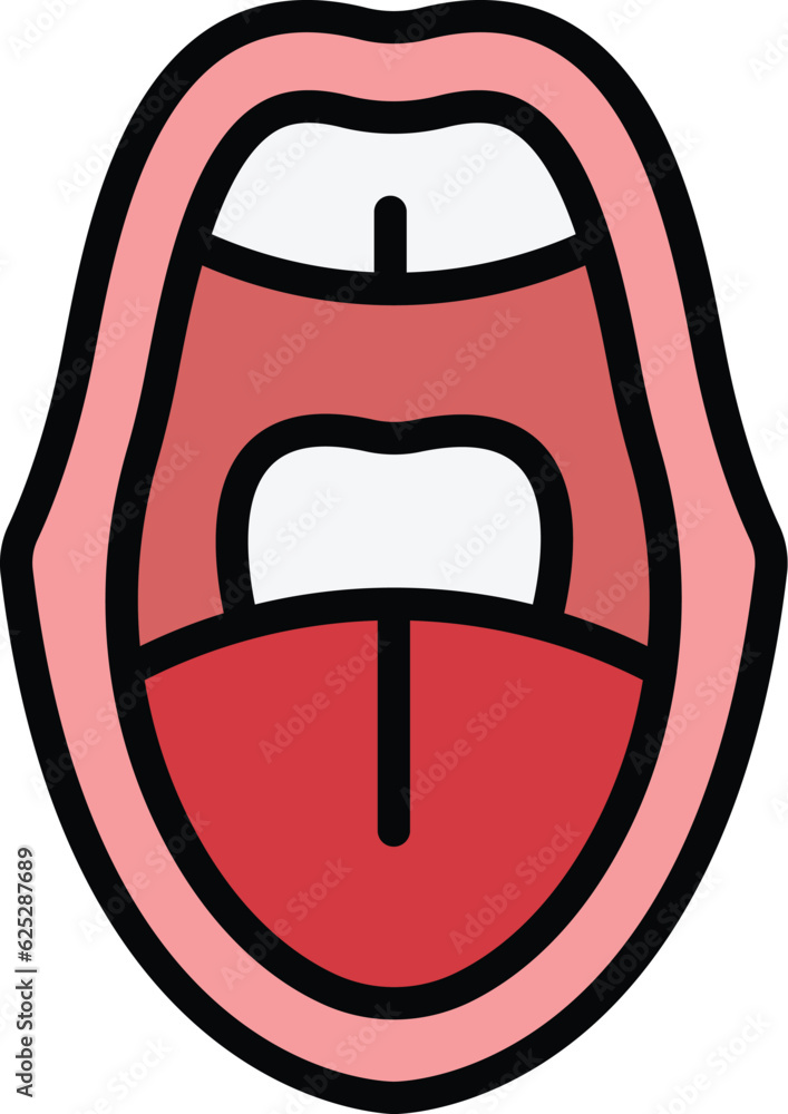 Poster mouth sync animation icon outline vector. facial movement. speech expression color flat