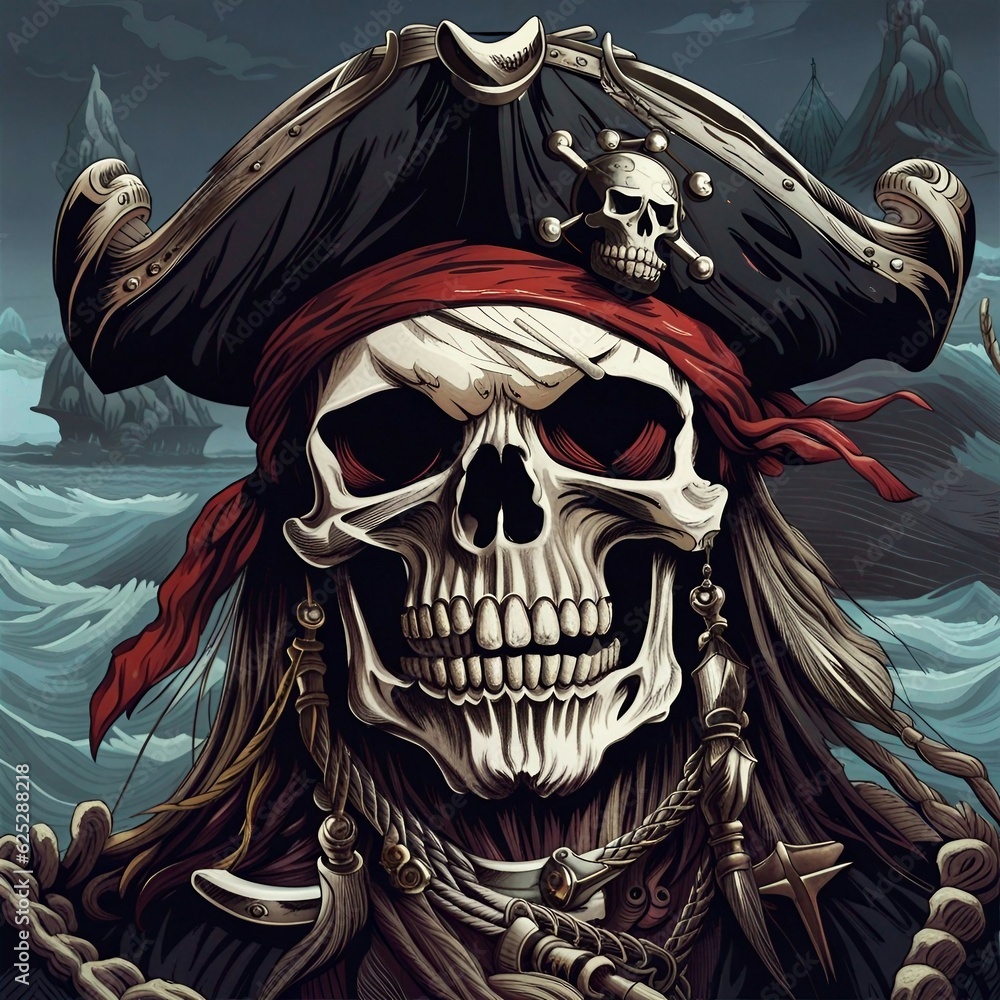 Wall mural scary pirate skull backgrund