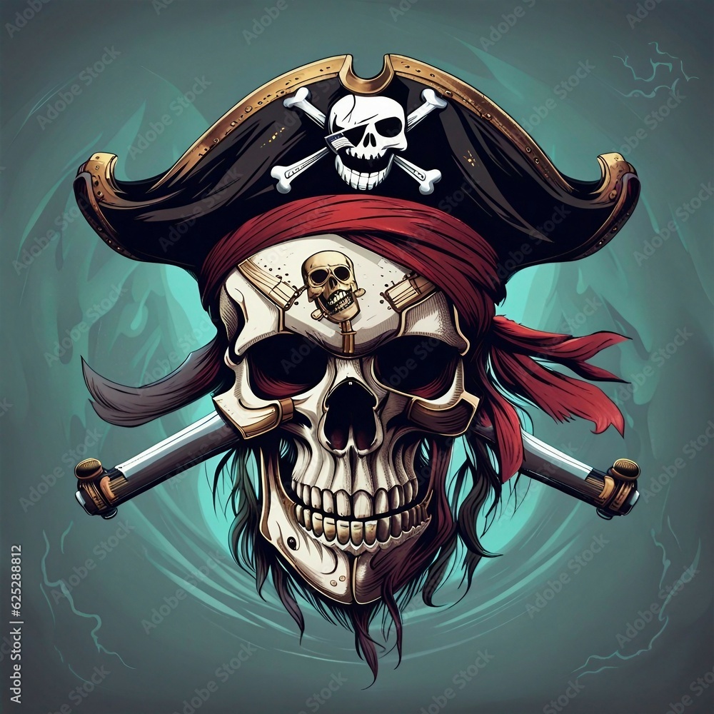 Wall mural scary pirate skull backgrund