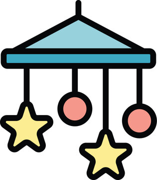 recommend clip art: Baby crib toy icon outline vector. Bed cot. Mobile cradle color flat