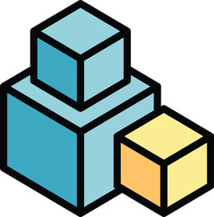 Cube games icon outline vector. Motor fine. Game preschool color flat