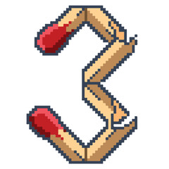 Numbers of matchstick font design in vector illustration