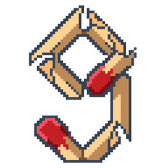 Numbers of matchstick font design in vector illustration