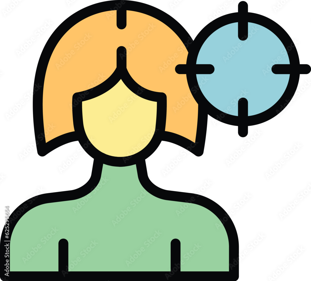 Poster focusing target icon outline vector. focus aim. strategy challenge color flat