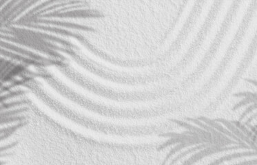 Fototapeta na wymiar Sand texture with palm leaves shadow on spiritual pattern,Japanese Zen Garden white sand surface with coconut leaf shadow on circles,Harmony,Meditation,Zen like concept