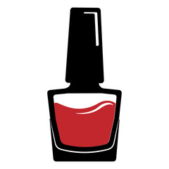 Nail polish, Red nail lacquer, fashion nail polish product in glass bottle isolated on white background, Vector illustration