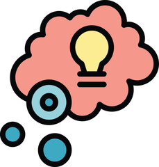 Thinking concentration icon outline vector. Brain mind. Human intelligence color flat